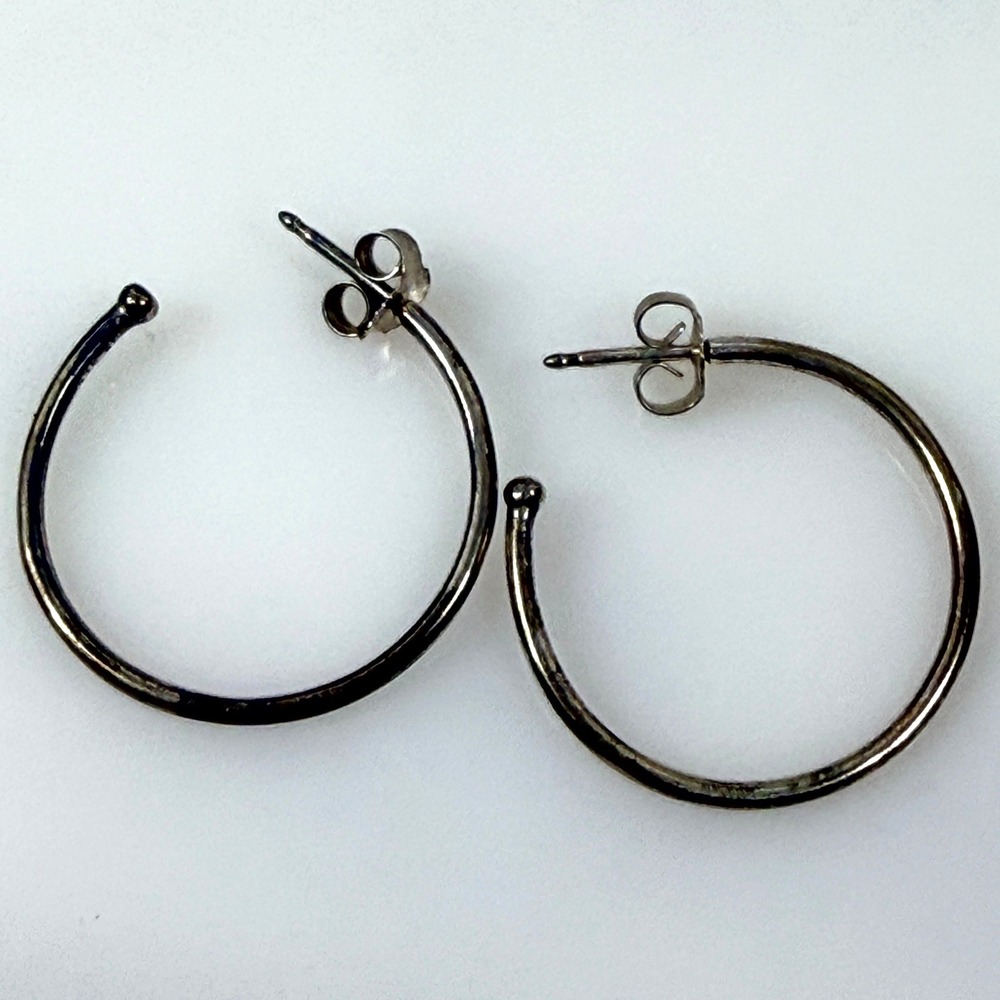 Pandora Sterling Silver ALE Open Hoop Earrings Ball End 925 1"